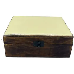 Large Ceramic Glazed Wood Box - 20x15x7.5cm - Concrete
