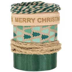 Bänderpaket "Christmas", grün-natur, 2–25 mm, 5x 2 m