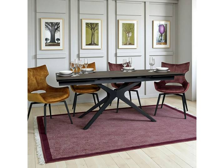 Table repas extensible moderne en céramique 180/280 LOMBARDIE - Bronze