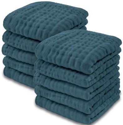 "Muslin Baby Washcloths, Soft 10""x10"" Cotton by Comfy Cubs"