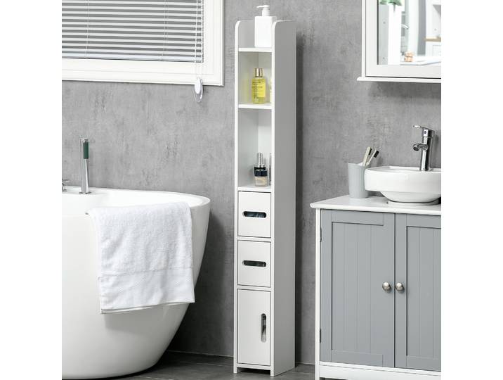 kleankin Colonne SDB Blanche Étagères/Placards 120cm