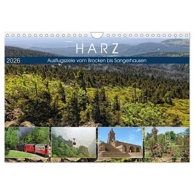 Harz - Ausflugsziele vom Brocken bis Sangerhausen (Wandkalender 2026 DIN A4 quer), CALVENDO Monatskalender