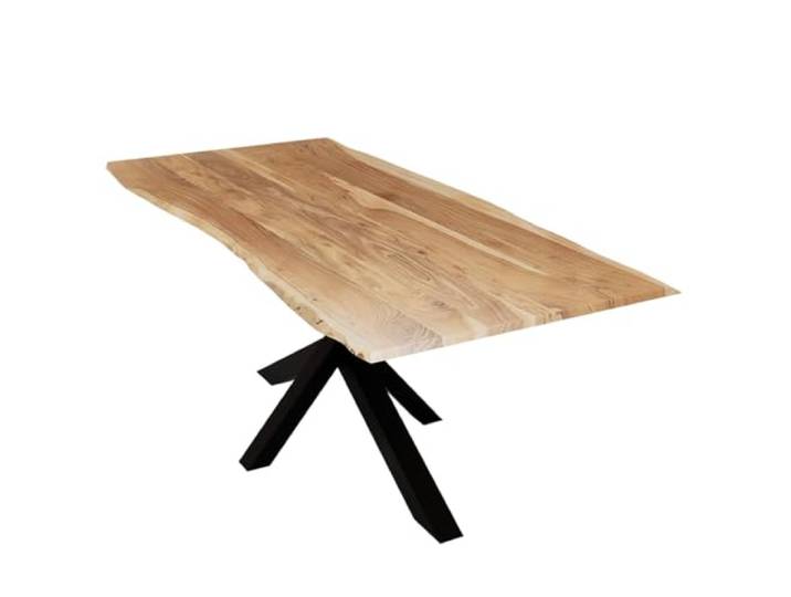Liadomo Esstisch 160x85 Sammy Natur, Spider-Gestell Schwarz Baumkante, Naturkante, Akazie Massivholz Tisch, 26mm Tischplatte Lackiert, Metallgestell, Robust & Pflegeleicht, Unikat