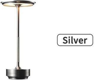 Inspired Finds Rechargeable Wireless Table Lamp Touch Control USB C Bedside Light For Bedroom, Desk, And Camping silver
