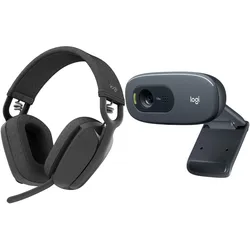 Morele Słuchawki Logitech Zone Vibe 100 (981-001213) + C270 (960-001063) (Kabellos), Kopfhörer, Schwarz
