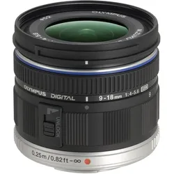 Olympus ED 9-18mm f/4.0-5.6 (Micro Four Thirds, Micro Four Thirds), Objektiv, Schwarz, Silber