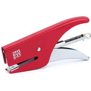 Sax Heftzange Design 645, 0-645-03, aus Metall, rot, offene und geschlossene Heftung, Heftleistung bis 20 Blatt