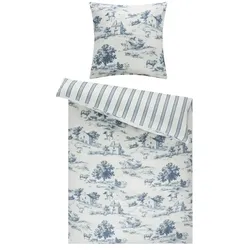 como Satin Wende-Bettwäsche  Toile , blau , Maße (cm): B: 155