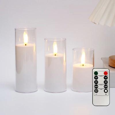 Uplift Treasures Clear Acrylic Flameless LED Candles With Remote Timer white 3pcs with Remote