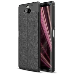 Screenguard Sony Xperia 10 Plus Hülle Leather Design TPU Cover (Sony Xperia 10 Plus), Smartphone Hülle, Schwarz