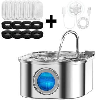 Uplift Picks Smart Stainless Steel Cat Water Fountain With Sensor And Transparent Window 3.2L Pet Water Dispenser c