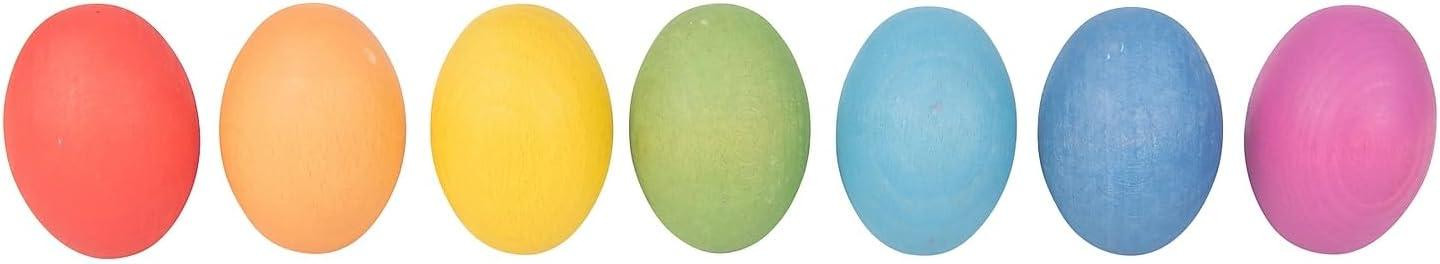 oCreon Rainbow Houten Eieren Set van 7 - Educatief Speelgoed voor Kleuters