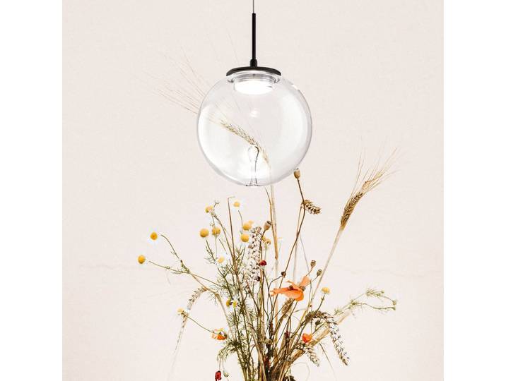 Fabas Luce Glas Hängelampe Ariel, dimmbar, schwarz, für Wohn- / Esszimmer, Glas, Modern, Pendelleuchte