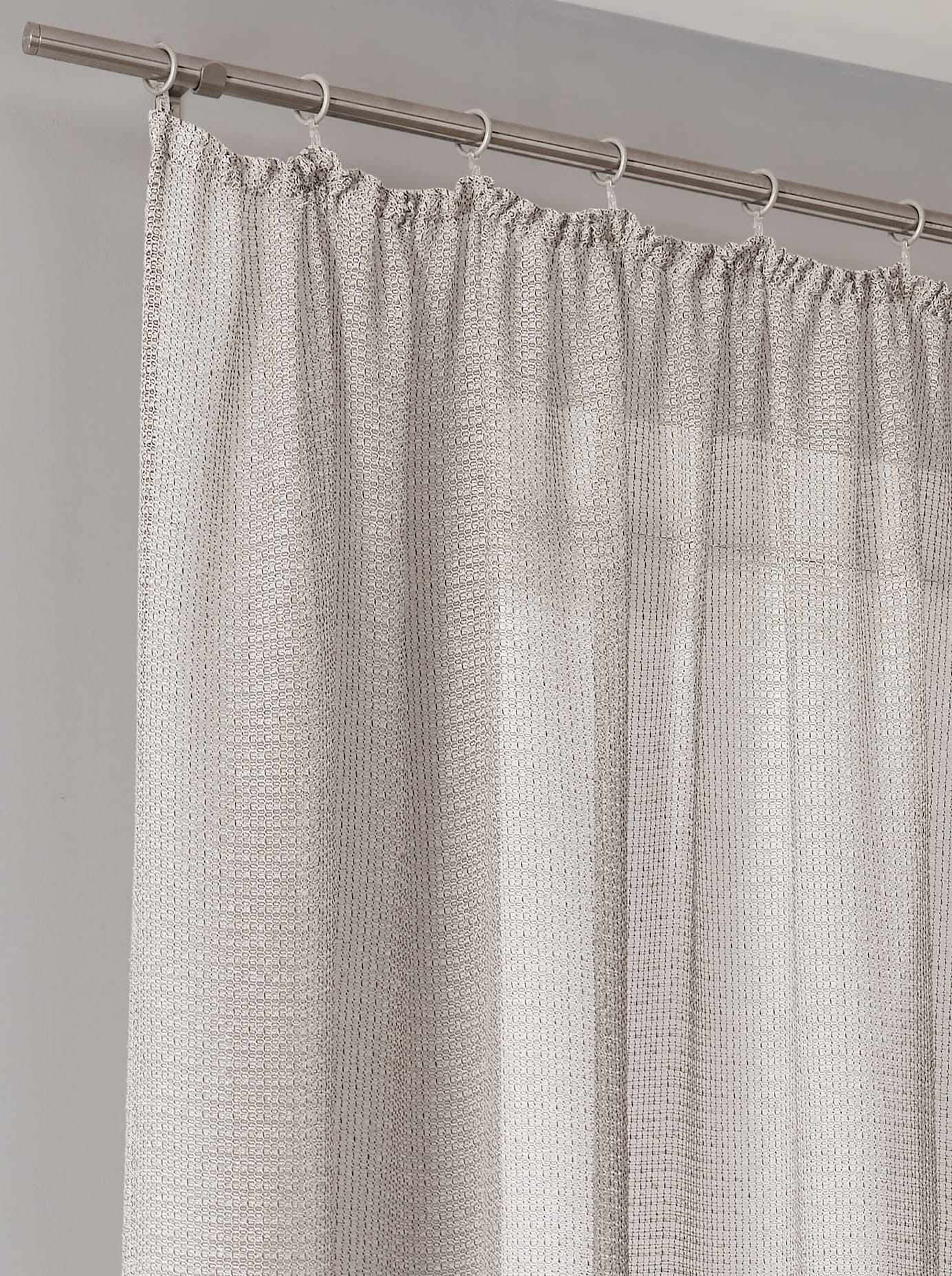 Gardine Gr. 3, beige (grau), B:140cm H:225cm, Polyester, Gardinen, Gardine grau 225cm, Kräuselband, Kräuselband, 140cm