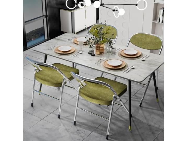 PIPIPOXER Lot de 4 chaises pliantes en velours - sièges rembourrés épais - Vert - 47x44x79cm