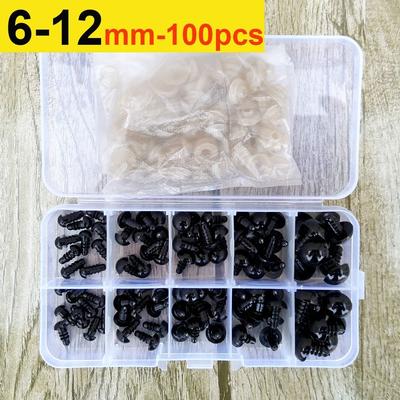 Inspired Living Premium Assorted Plastic Safety Eyes For Toys & Dolls 100pcs Mix Sizes For Crafting & Amigurumi 6 12mm 100pcs