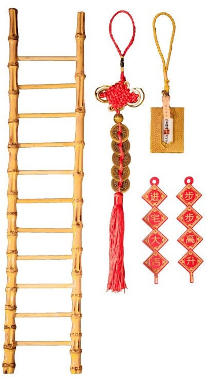 Dailygoods Bamboe Mini Ladder Decoratie in Chinese Stijl, 43 x 8,5 cm