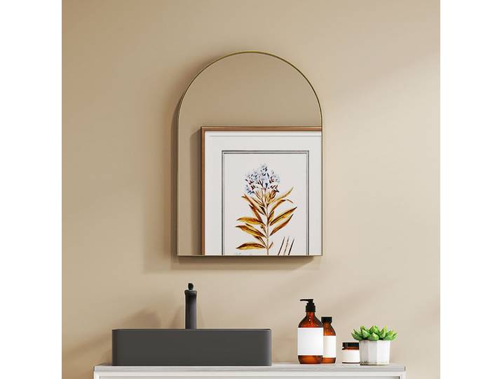 HOMCOM Miroir Arqué 50×70cm Cadre Aluminium Or