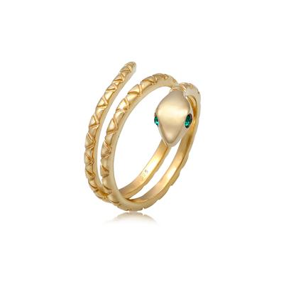 Silberring ELLI "Ring Pinky Schlange Statement 925 Silber" Gr. 52, gold, Fingerringe, Damen, 52, Silber 925 (Sterlingsilber), Silberring