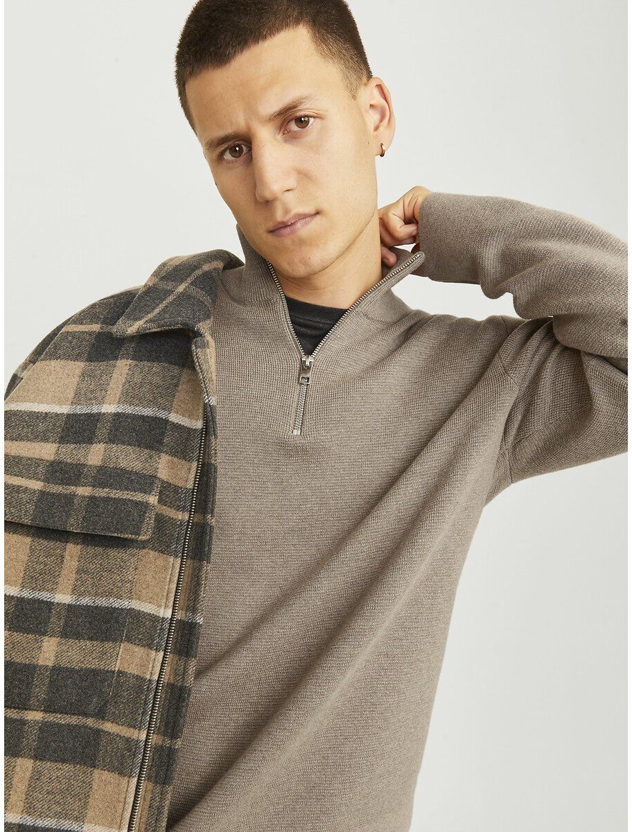 JACK & JONES Pull camionneur ample demi-zippé