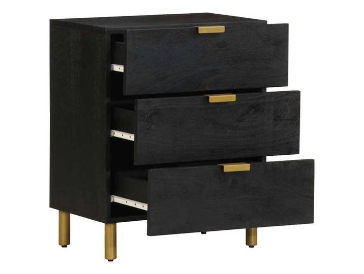 En solde  1x Armoire de nuit moderne - UU - Petit commode/placard - noir 50x33x62 cm bois d'ingénierie L3089