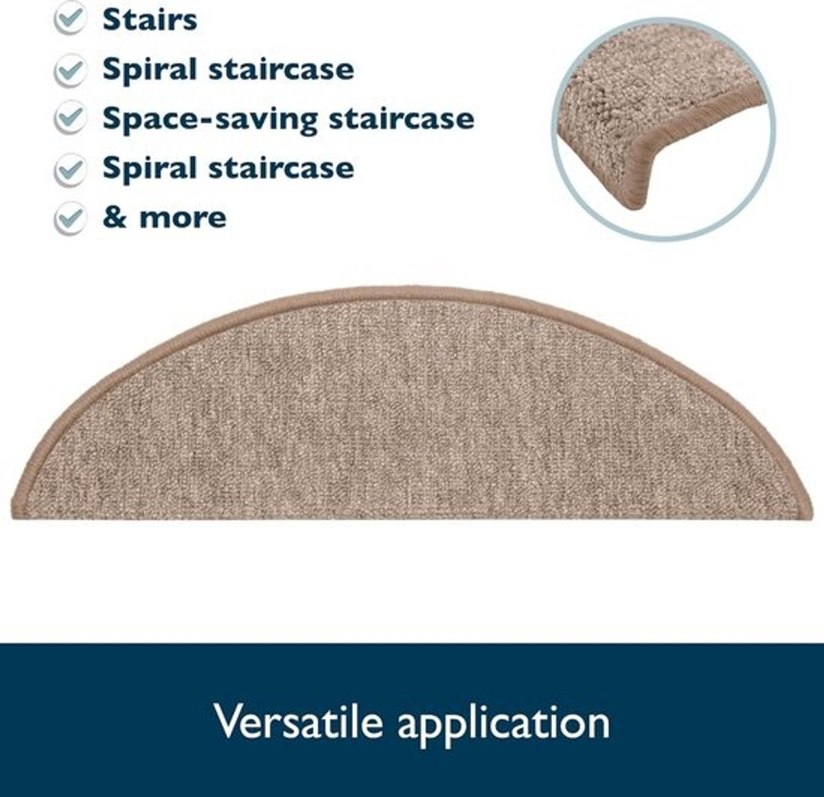ProStair Zelfklevende Trapmatten Set van 15 stuks - Afgeronde Antislip Trapmatten - Beige - 55 x 15 cm