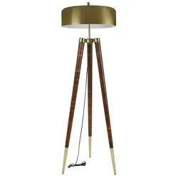 WellHome - 48x48x165cm Stehleuchte von Carpe in Gold und Walnuss