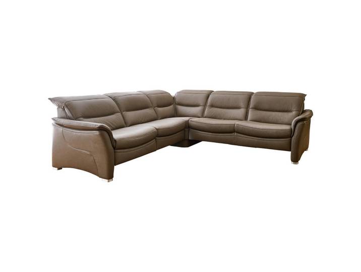 Valdera Ecksofa Valdera, Dunkelbraun, Metall, Echtleder, Semi-Anilinleder, 4-Sitzer, L-Form, 277x277 cm, Goldenes M, Typenauswahl, Lederauswahl, Stoffauswahl, Sitzqualitäten, Hocker erhältlich, Rücken echt, Wohnzimmer, Sofas & Couches, Wohnlandschaften, Ecksofas