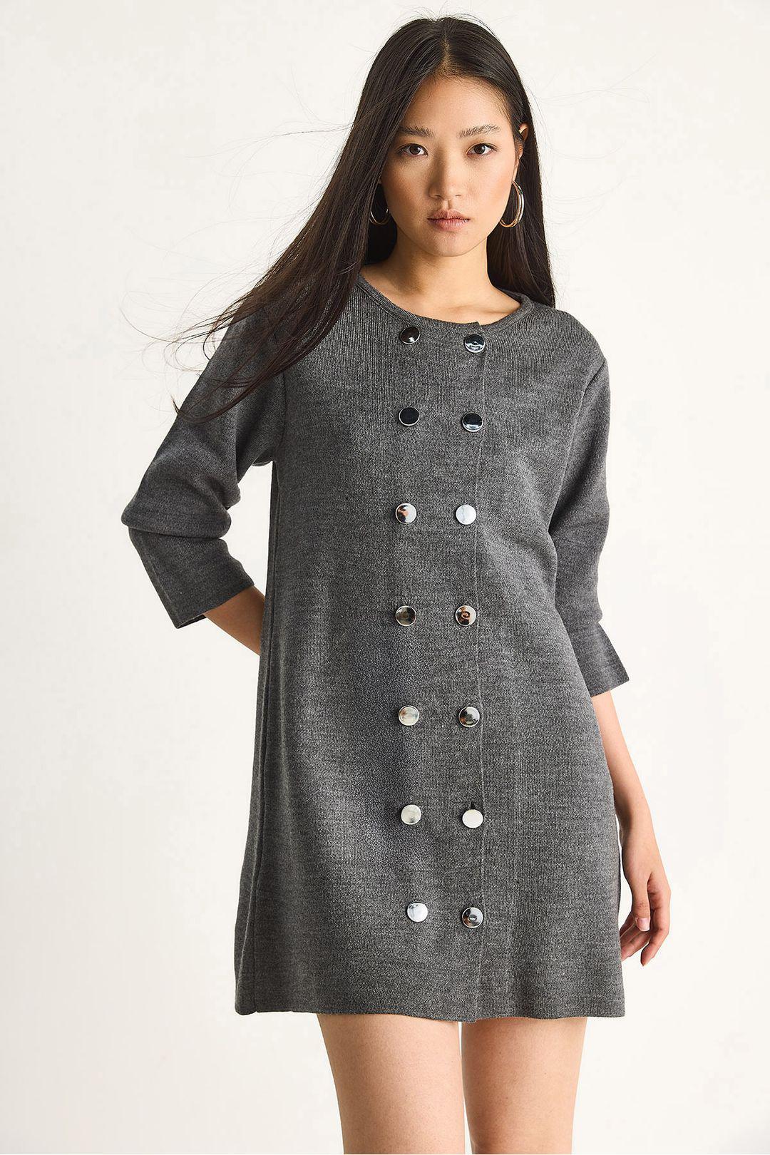 Gebreide Mini-jurk met Knoopjes