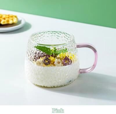 Inspired Finds 13.53 Fl Oz Hammer Pattern Heat Resistant Glass Coffee Mug With Handle powder