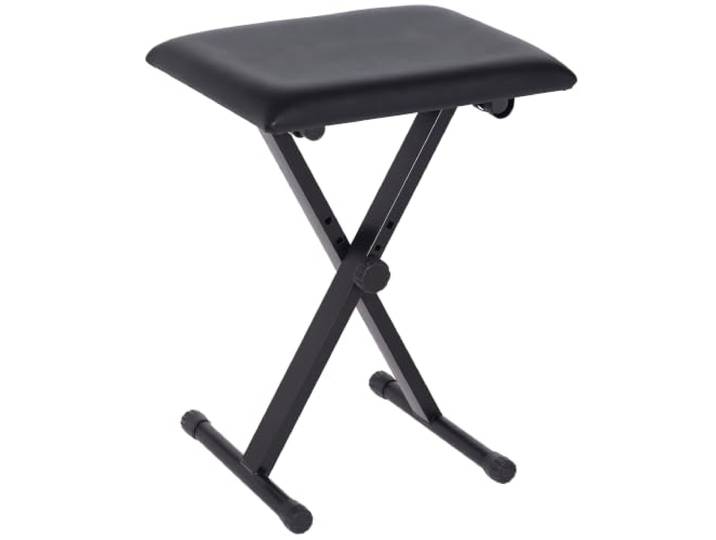 HOMCOM Tabouret Piano Pliable Réglable en Hauteur 37 à 47 cm Noir Banc Piano\, Siège Rembourré en PU\, Pieds en Métal Antidérapants