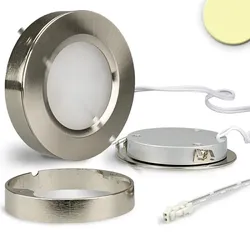 ISOLED LED Ein- und Unterbauleuchte Slim MiniAMP, IP52, Ø 7cm, dimmbar, Nickel gebürstet / diffus, 12V DC, 3W 2800K 160lm 120° ISO-112354
