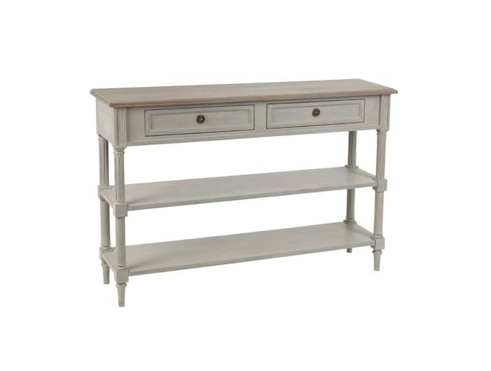 Console en bois 2 tiroirs 2 tablettes