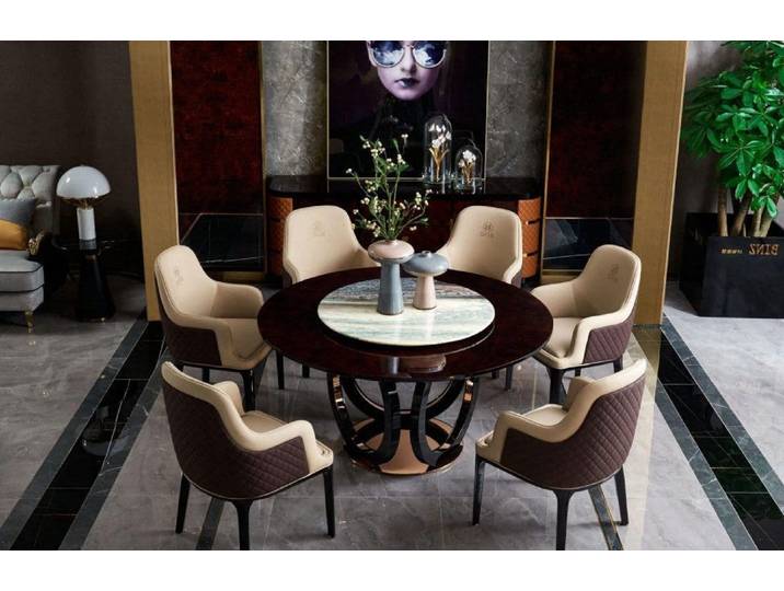 Xlmoebel Esstisch Eleganter runder Holztisch im luxuriösen Design (Rund Esstisch), Hergestellt in Europa