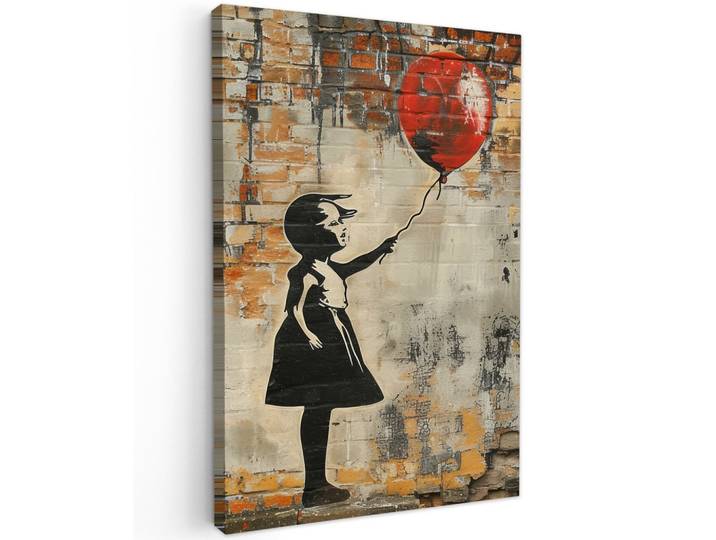 LEINWANDBILD Graffiti - Banksy - Mädchen - Straßenkunst Wanddeko 40x60 cm