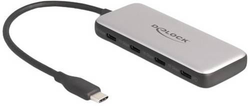 Delock 64261 USB-Hub 4 Port USB-C USB 3.2 Gen2 10 GBit/s mit USB-C Stecker Schwarz, Grau 64261