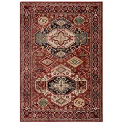 KADIMA DESIGN Teppich Vintage-Stil | Geometrisches Muster | Strapazierfähig | Pflegeleicht | Für Fußbodenheizung | 120x170cm