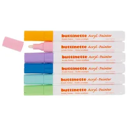 buttinette Acryl-Painter "Pastell", Stärken: 4 mm / 1–5 mm, 6 Stifte