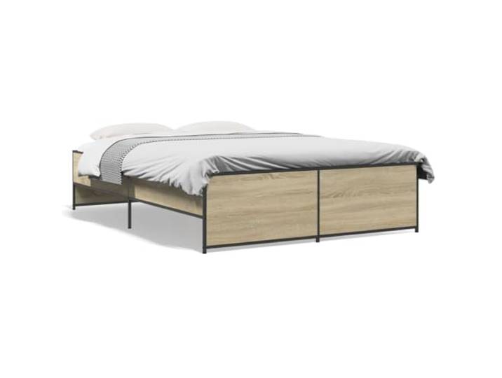 PUGYNBK Bettrahmen aus technischem Holz, Metall, Sonoma-Eiche, 120 x 190 cm Lattenrost im Lieferumfang enthalten, robuste Metallbeine, feuchtigkeitsbeständig, Matratze nicht im Lieferumfang enthalten