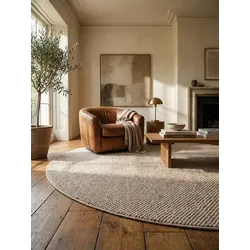 Flachgewebe-Teppich Berber-Tradition Beige 120x120 cm Uni meliert