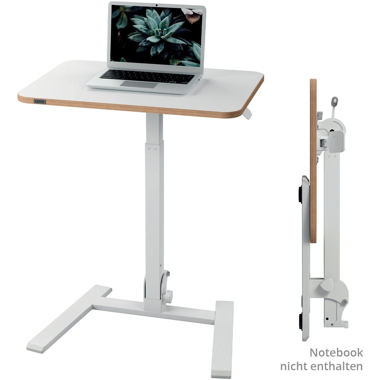LEITZ Ergo Compact höhenverstellbarer Schreibtisch weiß rechteckig, A-Fuß-Gestell weiß 65,0 x 46,0 cm