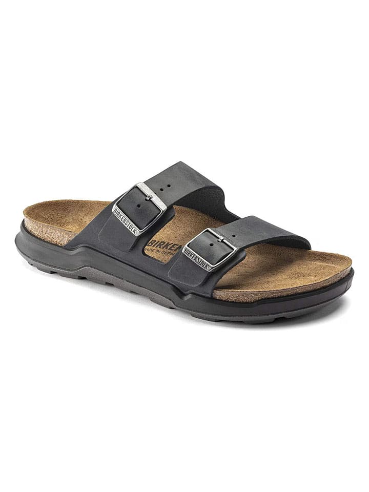 Birkenstock Leder-Pantoletten "Arizona Adventure" in Schwarz - Weite N - 39