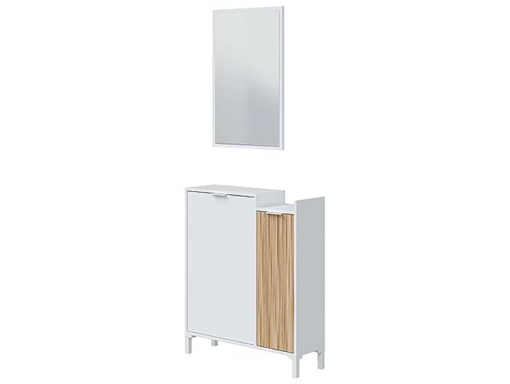 Habitdesign Modèle Ethna Meuble d'entrée avec miroir Blanc « Artik » Y Natur Design moderne 77 x 24 cm