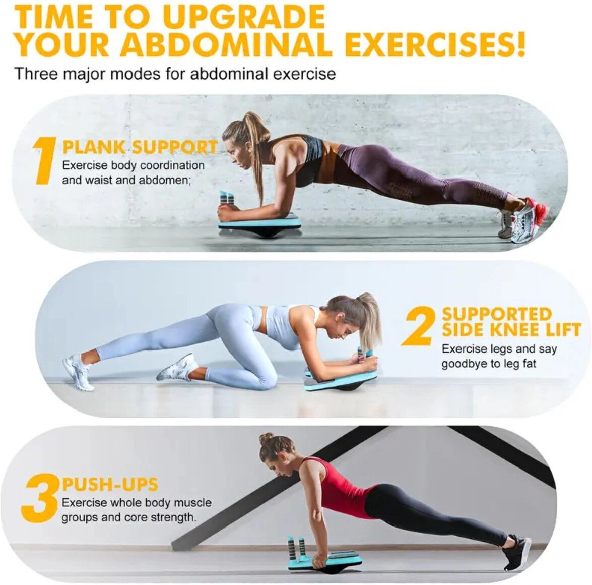 INF Blaues Plank-Trainingsgerät mit Balance-Board und Smartphone-Halterung für interaktive Core-Workouts