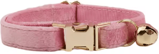 Inspire Picks Personalized Velvet Cat Collar With Engraved Name & Bow Bell pink