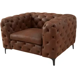 riess-ambiente Design Chesterfield Sessel MODERN BAROCK 120cm antik braun Microfaser mit Federkern