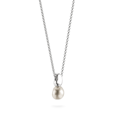 Kette mit Anhänger THOMAS SABO "Bold Elegance Kette Perle" Gr. 45, weiß (silberfarben, weiß), Halsketten, Damen, 45, Perlen Silber 925 (recycelt), B: 9mm, Perlen, Silber 925 (recycelt), mit Süßwasserzuchtperle, B:9mm