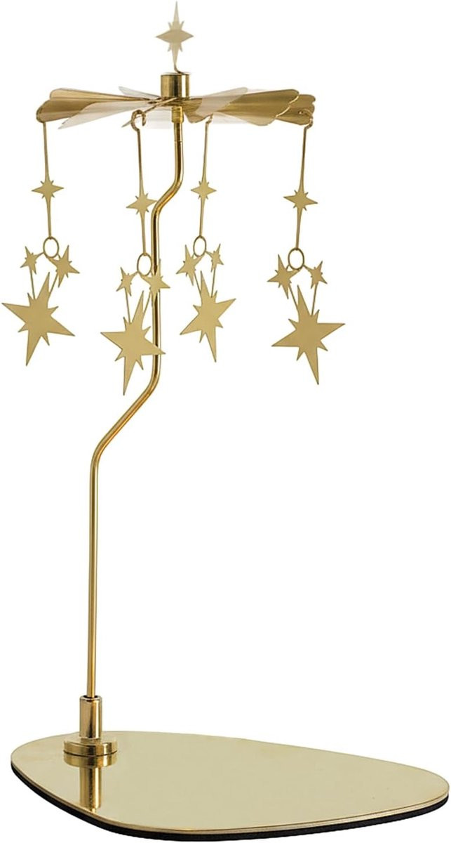 Draaiende kaarsenhouder met sterrenprojectie in goud - 23 x 11 x 4 cm