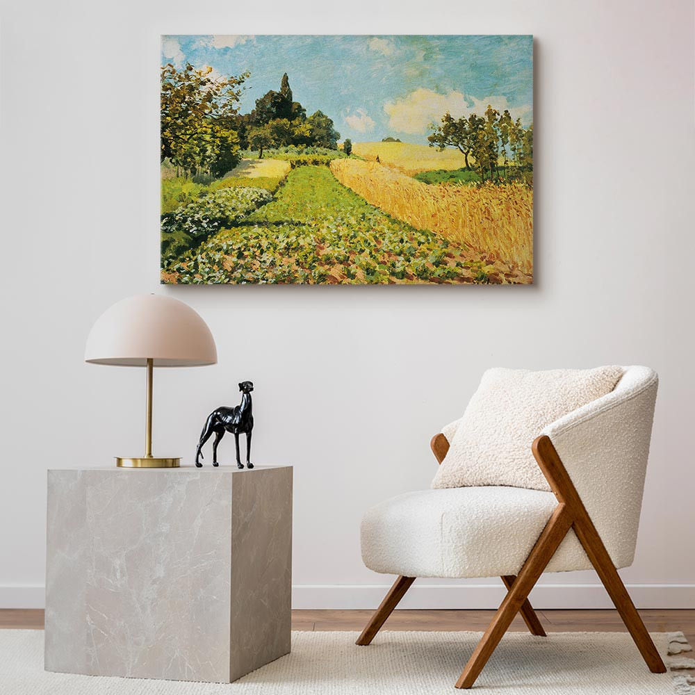 home24 Canvas afbeelding Wheat field goud, 90 x 60 cm
