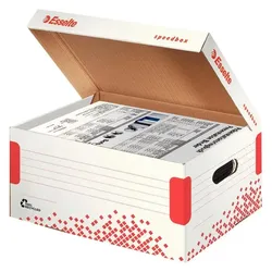 Dymo, Dokumentenablage, Esselte Archiv-Klappdeckelschachtel SPEEDBOX, DIN A4, weiss/rot, für DIN A4+ Format, aus 100% (A4)